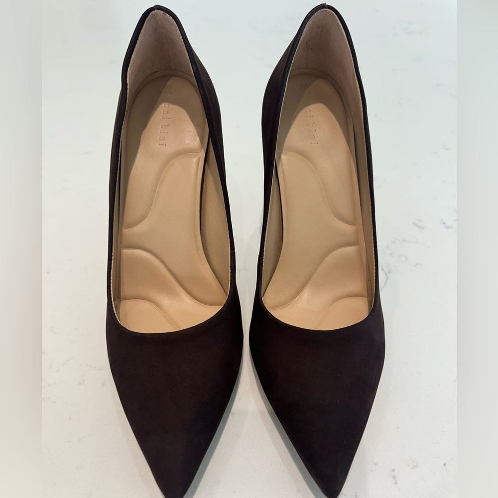 Gianni Bini Sampras Nubuck Pointed Toe Brown Suede Pumps 🤎 Classic Heels | Sz 8 - Picture 4 of 11